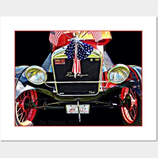 Red White and Blue American Ranch Wagon Posters and Art